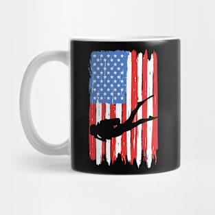 American Flag Diving Graphic Mug